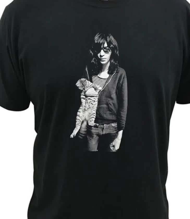 Joey Ramone with Cat T-shirt Black Joey_Ramone_with_Cat_T-shirt_-_Vintage_Sounds_T-Shirts_-_-59498 Vintage Sounds T-shirts T-Shirt