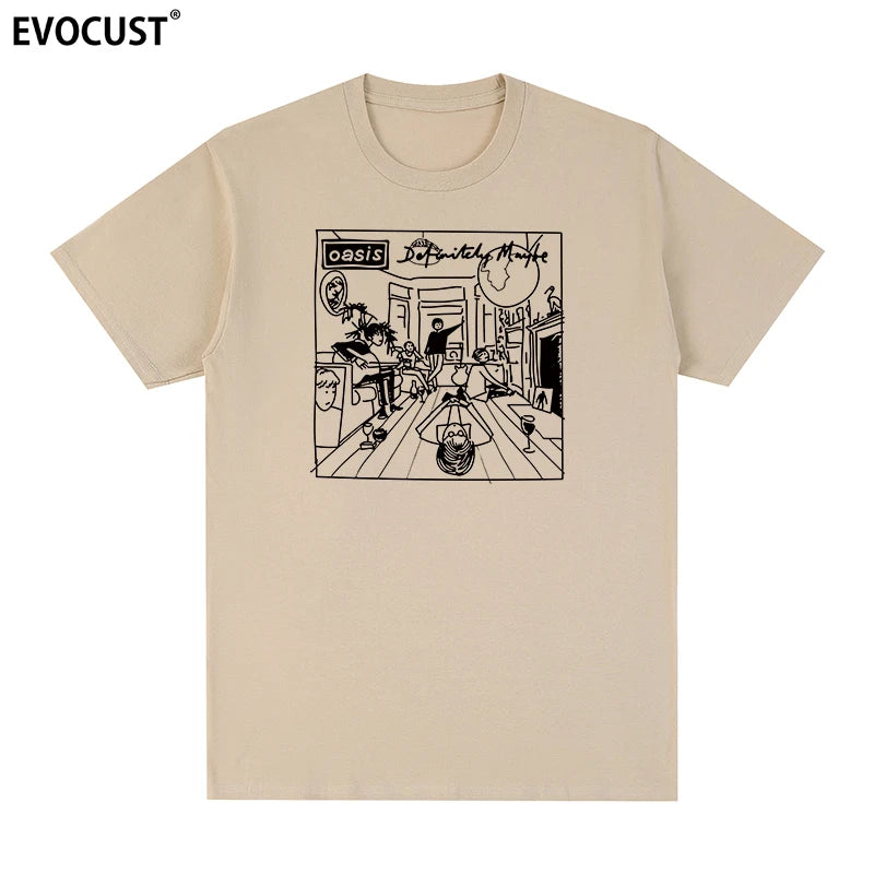 Oasis - Cartoon of Definitely Maybe Cover Khaki Sb73e4d5fb4cb4d388666027dc8928dafa Vintage Sounds T-Shirts T-Shirt