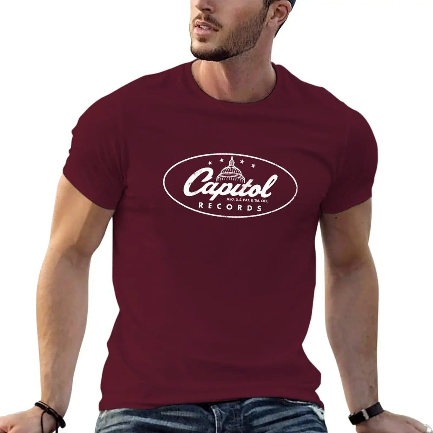 Capitol Records T-Shirt Maroon Capitol_Records_T-Shirt_-_Vintage_Sounds_T-Shirts_-_-59359 Vintage Sounds T-shirts T-Shirt
