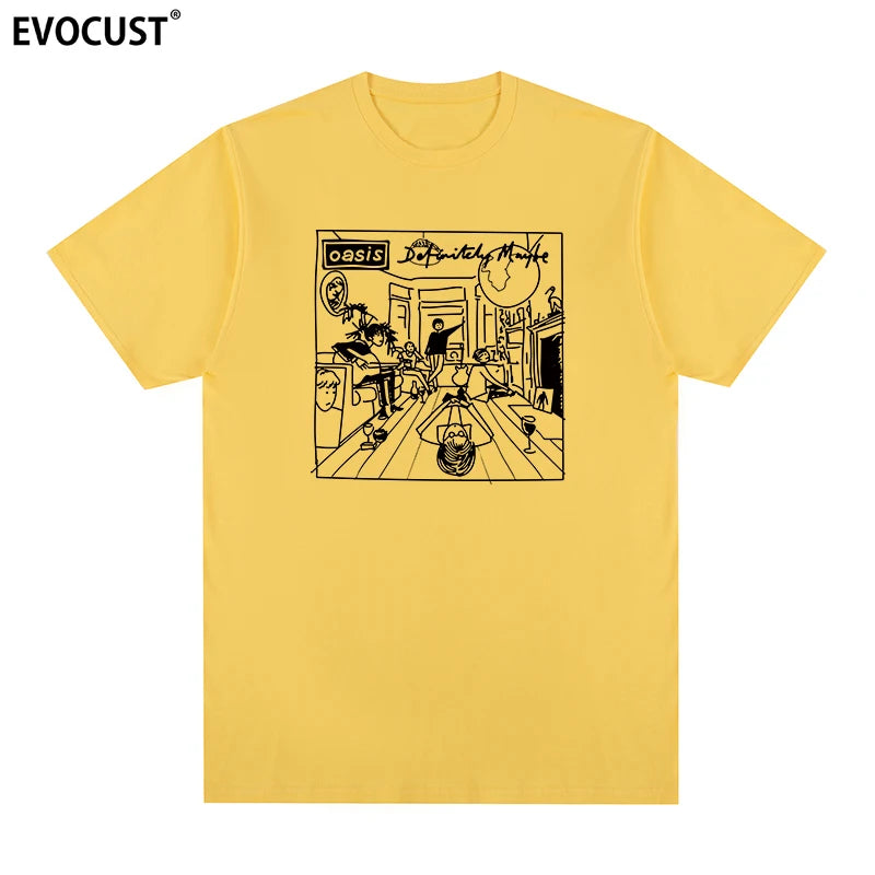 Oasis - Cartoon of Definitely Maybe Cover Yellow S339473155bd841f097543fe03cf5c933u Vintage Sounds T-Shirts T-Shirt