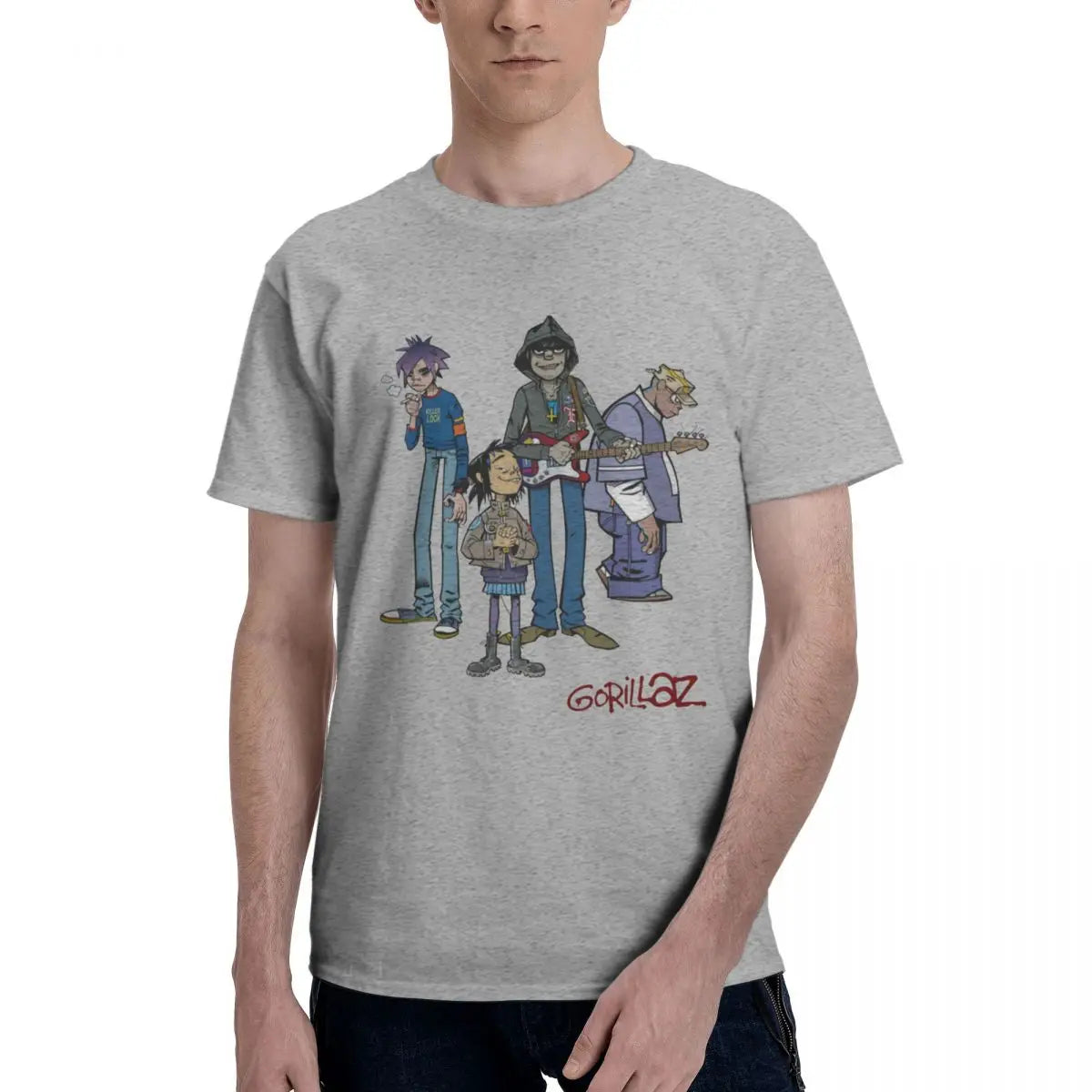 Gorillaz - Anime T Shirt GRAY S49029a593d834349b3ac21c1122a5c195 Vintage Sounds T-shirts T-Shirt