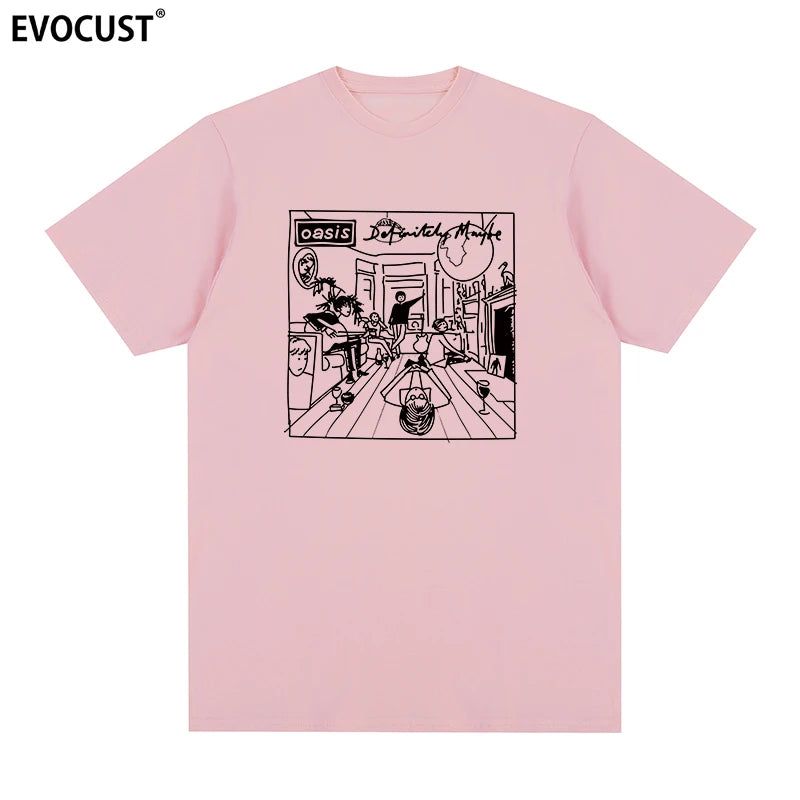 Oasis - Cartoon of Definitely Maybe Cover Pink S9ebecf66971d478789fac3cad7a6942c9 Vintage Sounds T-Shirts T-Shirt